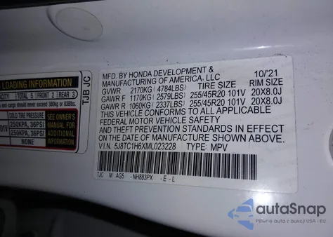 2021 Acura Rdx A-Spec Package из США, поврежденный, VIN 5J8TC1H6XML023228